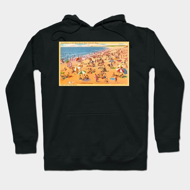 Surf bathing at Old Silver Beach, West Falmouth, Mass postcard Hoodie by WAITE-SMITH VINTAGE ART